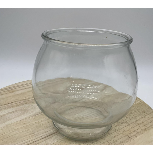 Glass Fish Bowl Vase Round Clear Globe Terrarium Candle Holder 7" Tall 5" Wide - Picture 1 of 5